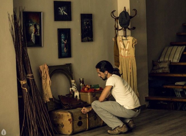 Daniel Ortega "Daniélfico…" en su exposición "Costumbrismo Ilustrado". Foto de Irene Caminero.